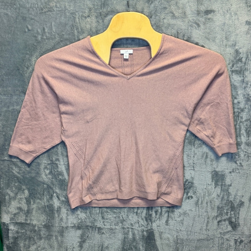 2342 | J. Jill Pointelle Knit V-Neck Dolman Sleeve Sweater Dusty Rose Womens XS